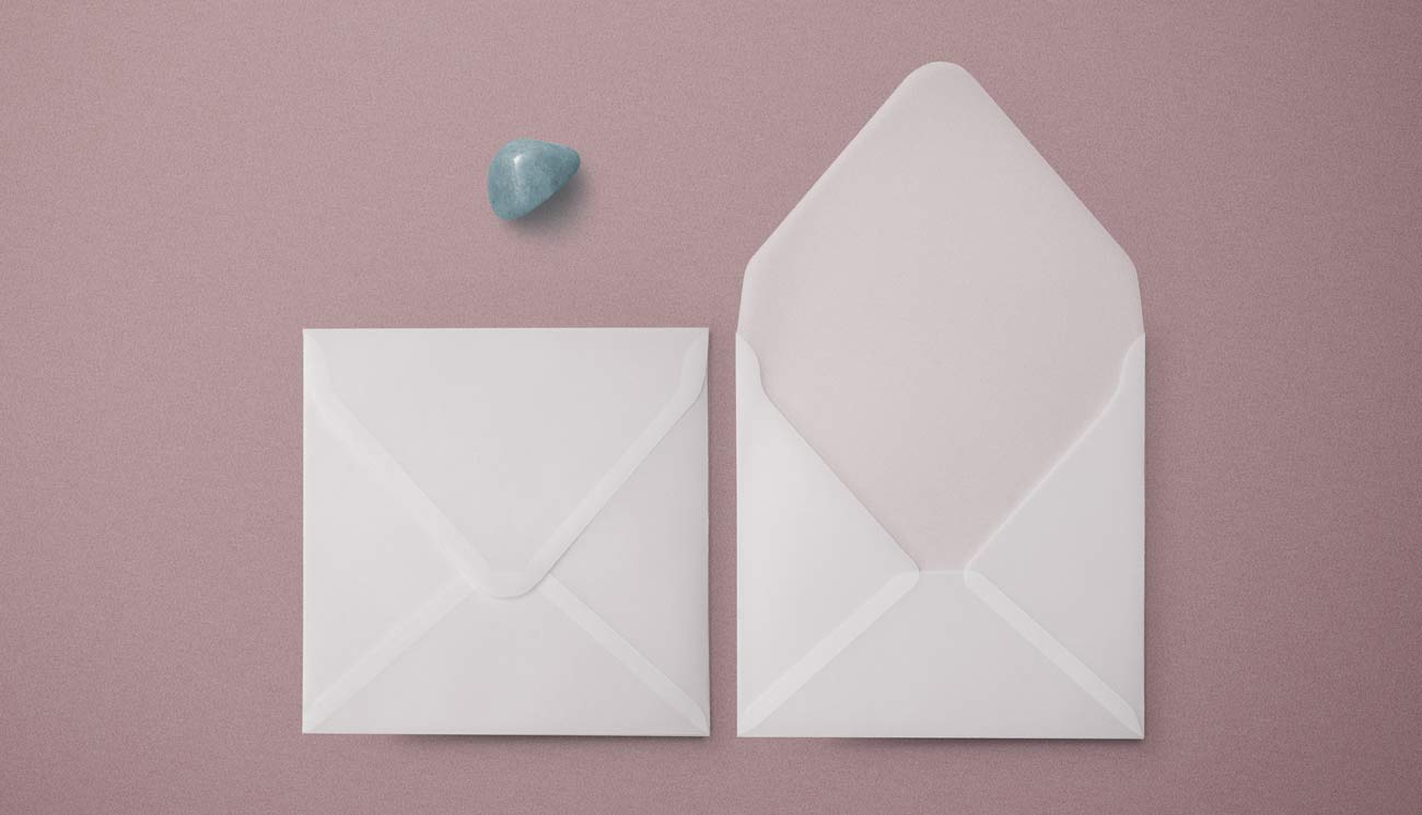 Vellum Envelopes, Plicuri din calc pentru invitatii de nunta - in format patrat 16 x 16 cm, hartie translucida din calc, hartie transparenta